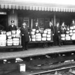 The Oyster Trade - Whitstable Town Station. Oysters awaiting shipment at Whistable Town Station. Photo from the Douglas West Collection. Courtesy of Whitstable Museum.